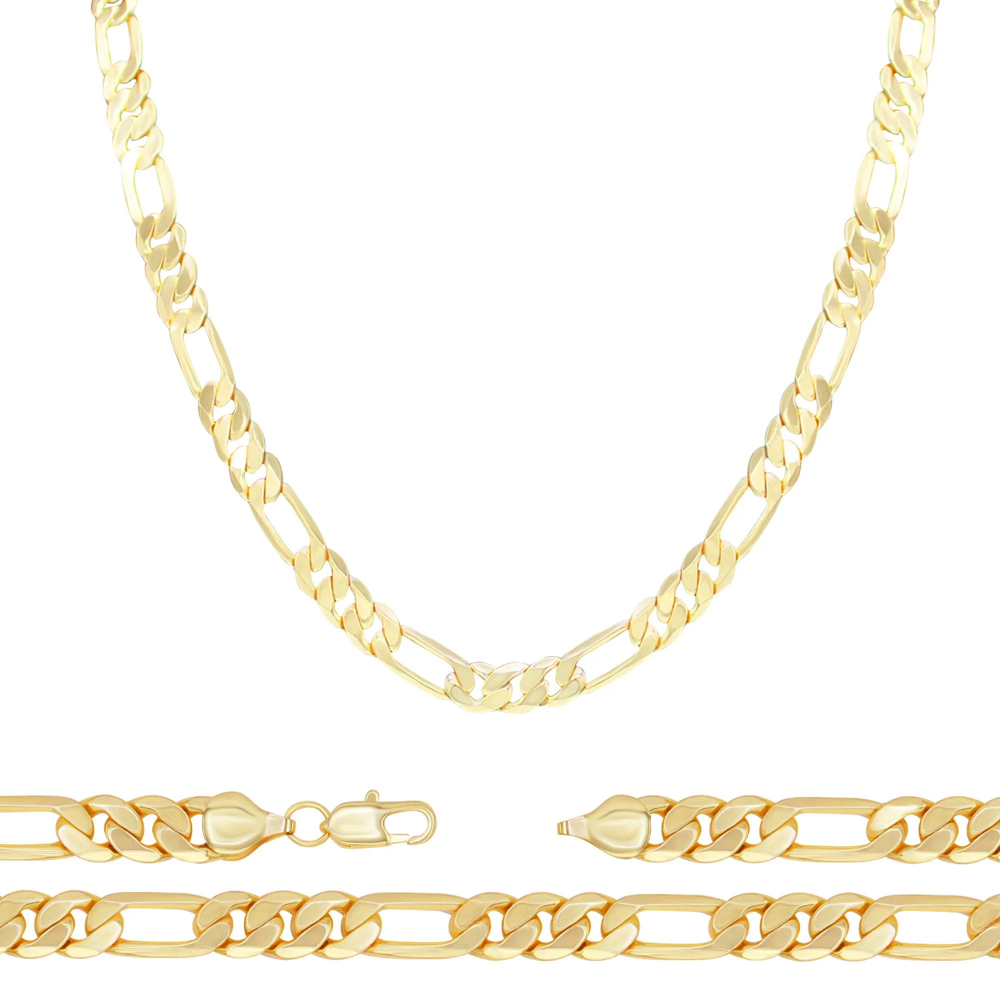 14K Gold-Filled Figaro Chain Necklace 24" Bracelet 8.5" Set