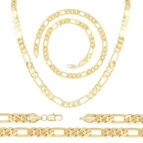 14K Gold-Filled Figaro Chain Necklace 24" Bracelet 8.5" Set