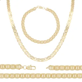 14K Gold-Filled Mariner Chain Necklace 24" Bracelet 8.5" Set 6.8 mm