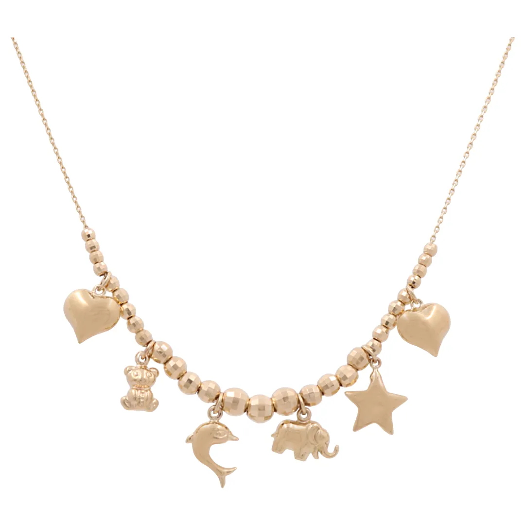 14K Yellow Gold Fashion Chain with Beads