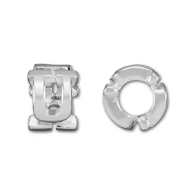 Alphabet Bead, Large Hole Cut Out Letter 'U' 8mm, Sterling Silver (1 Piece)