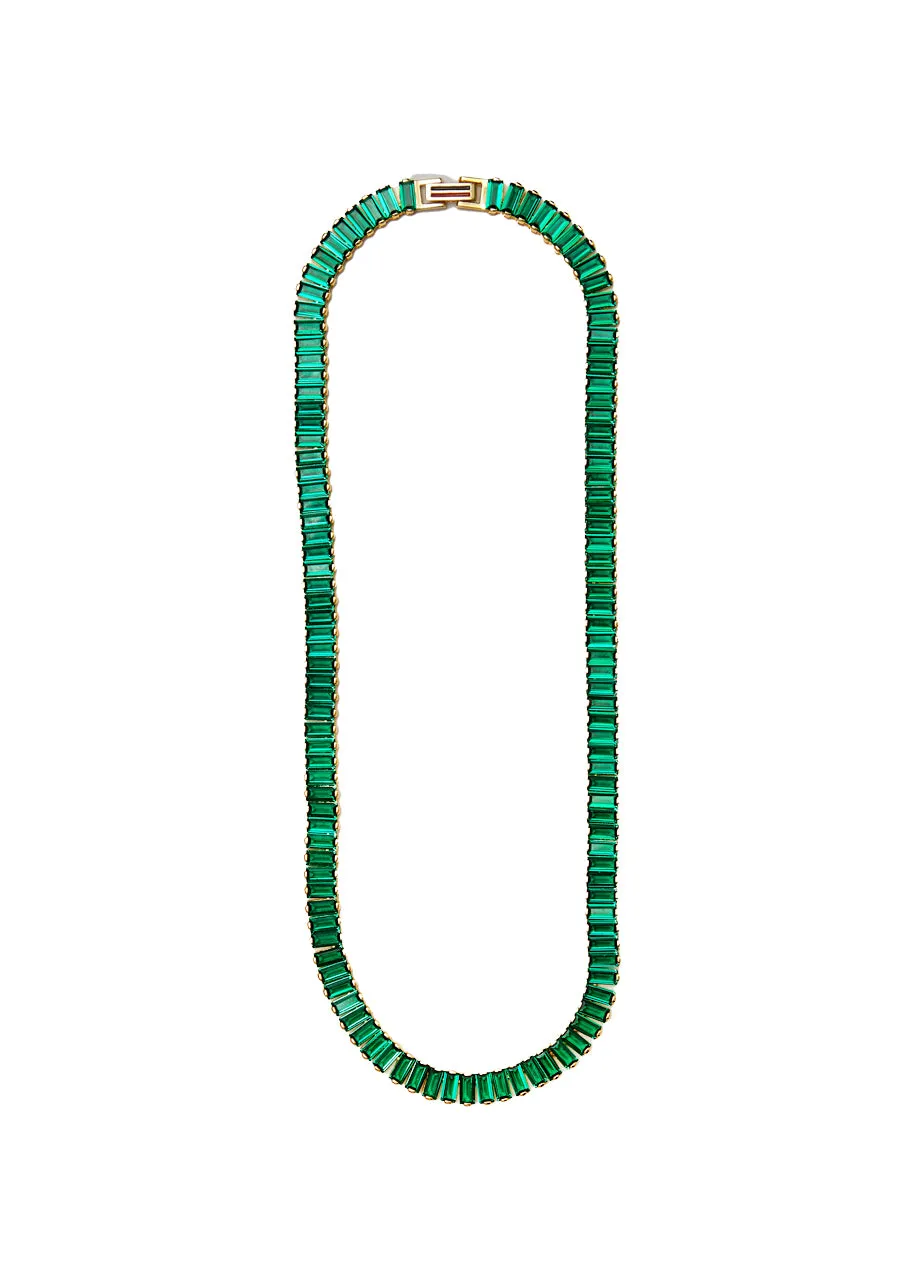 Baguette collar necklace in emerald gold