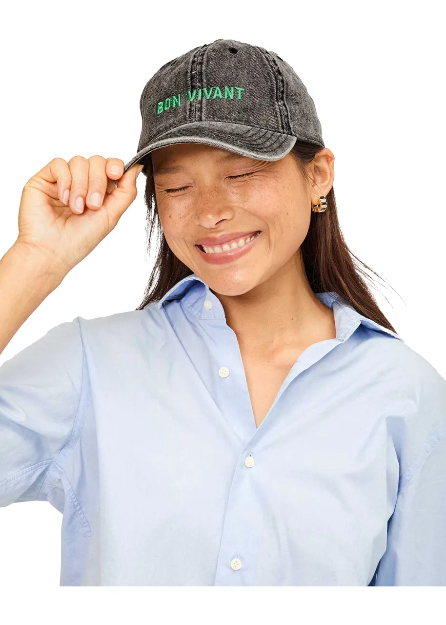 Bon vivant denim baseball hat in faded black mint