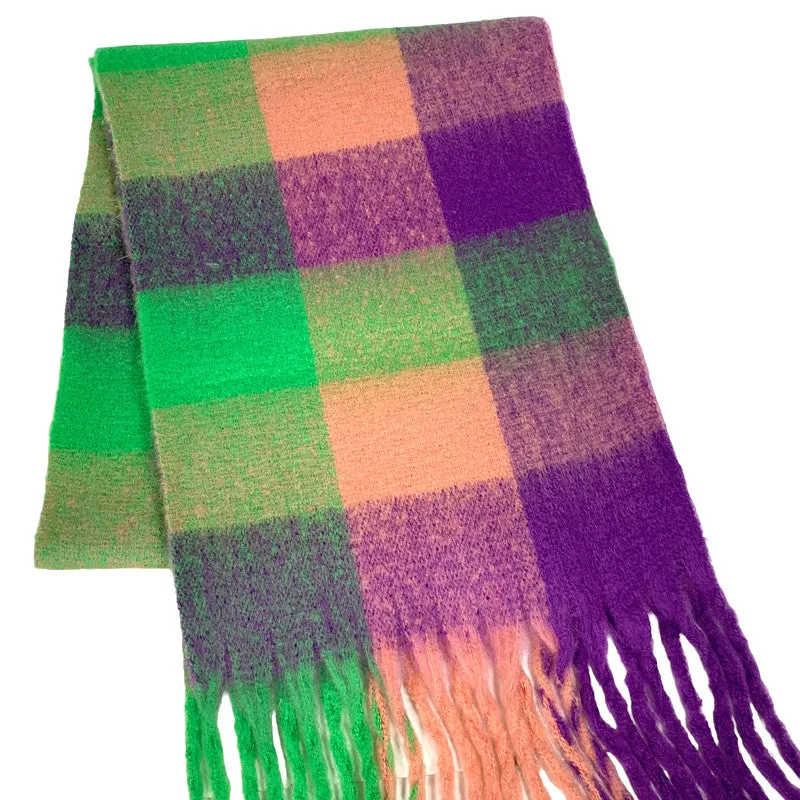 Check fluffy scarf