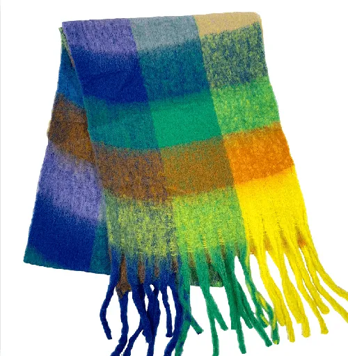 Check fluffy scarf