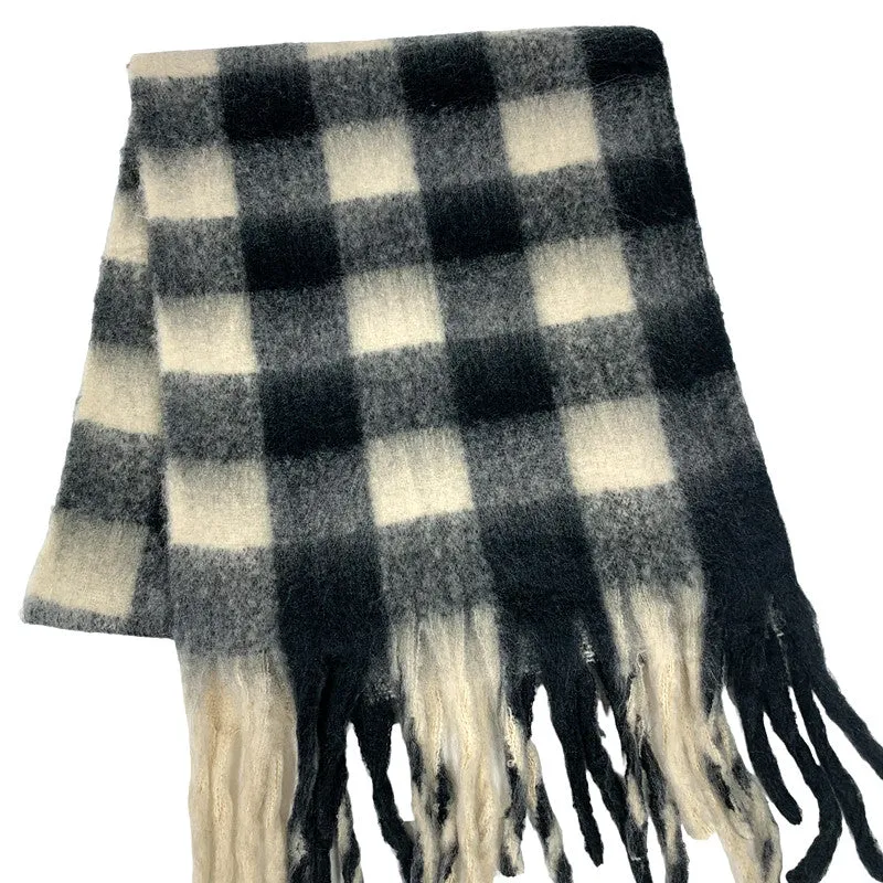 Check fluffy scarf