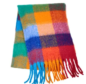 Check fluffy scarf