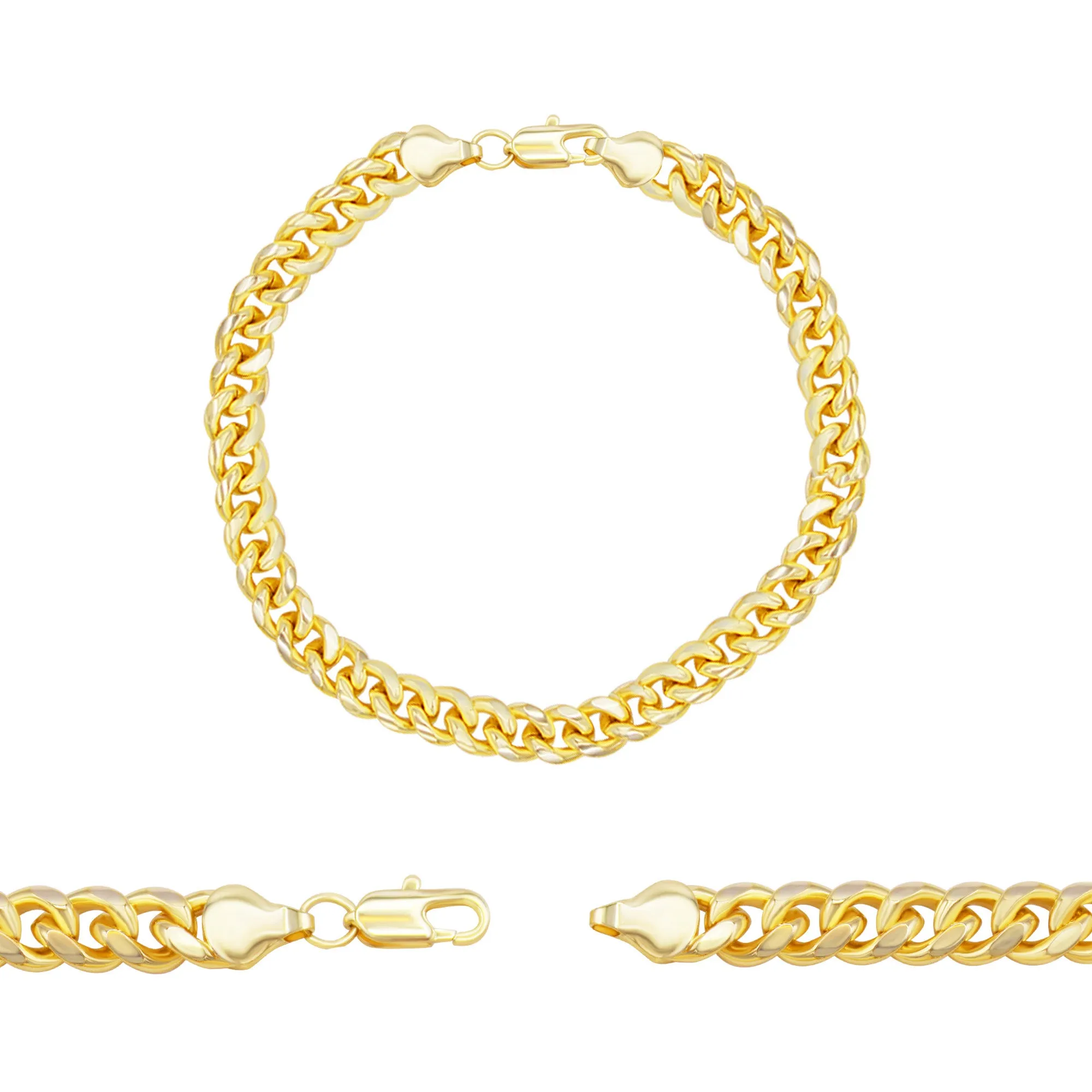 Cuban Link Chain 14K Gold Filled Bracelet 8.5" Lobster Claw Clasp Jewelry Men 8 mm