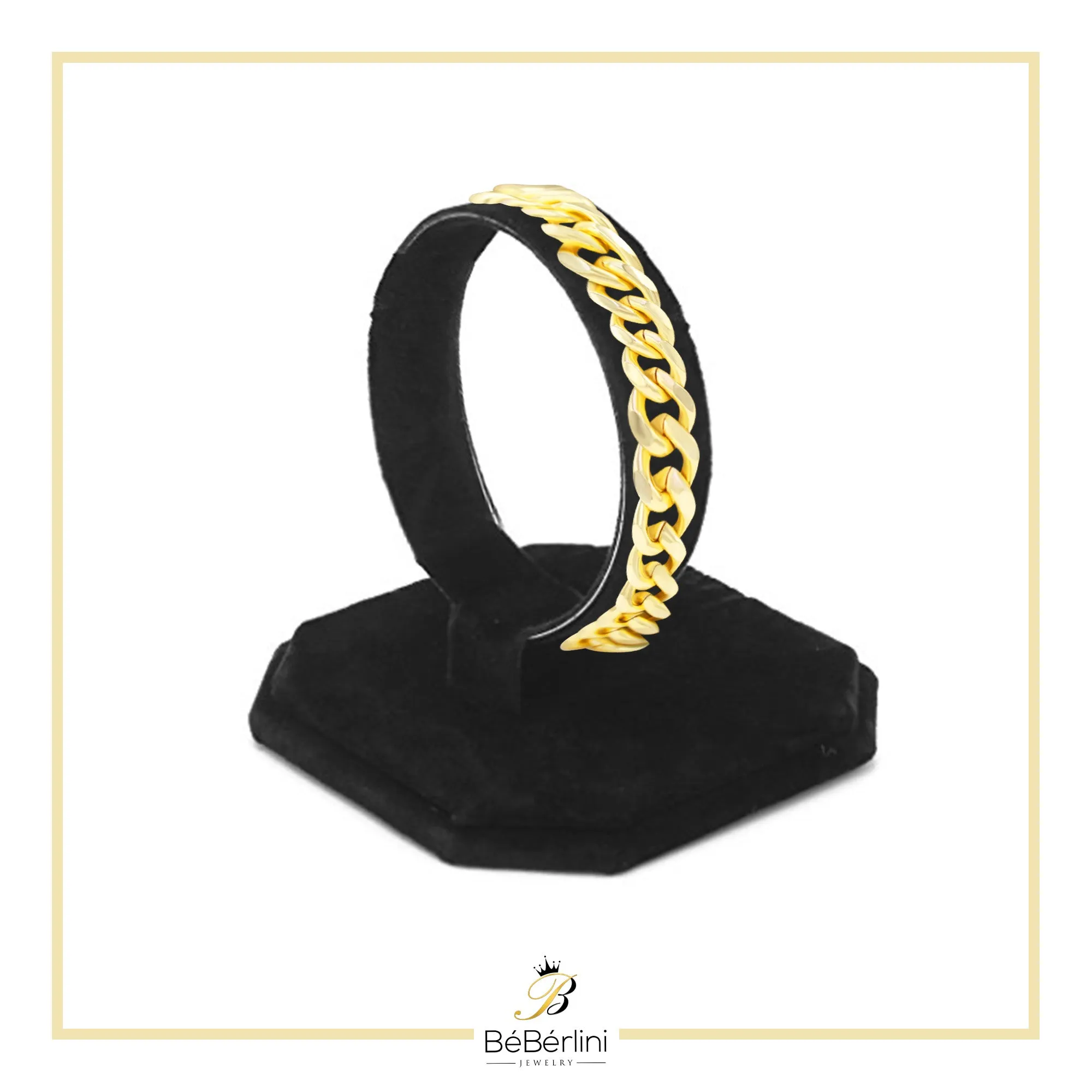 Cuban Link Chain 14K Gold Filled Bracelet 8.5" Lobster Claw Clasp Jewelry Men 8 mm