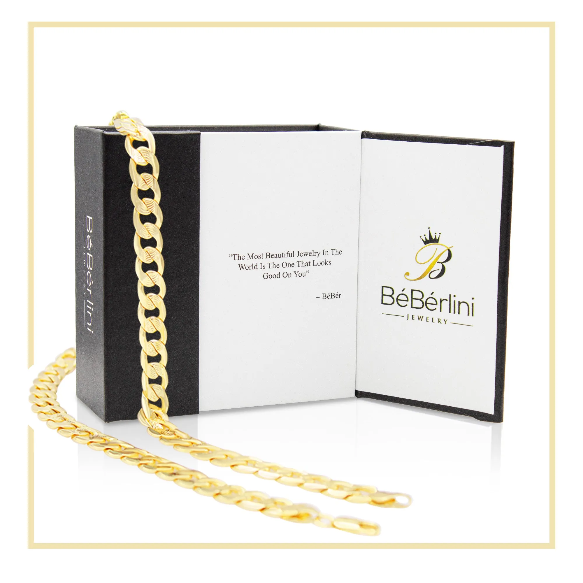 Diamond-Cut 14K Gold-Filled Cuban Link Chain Necklace 24" Bracelet 8.5" Set 9 mm