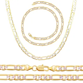 Diamond-Cut 14K Gold-Filled Figaro Chain Necklace 24" Bracelet 8.5" Set 6 mm