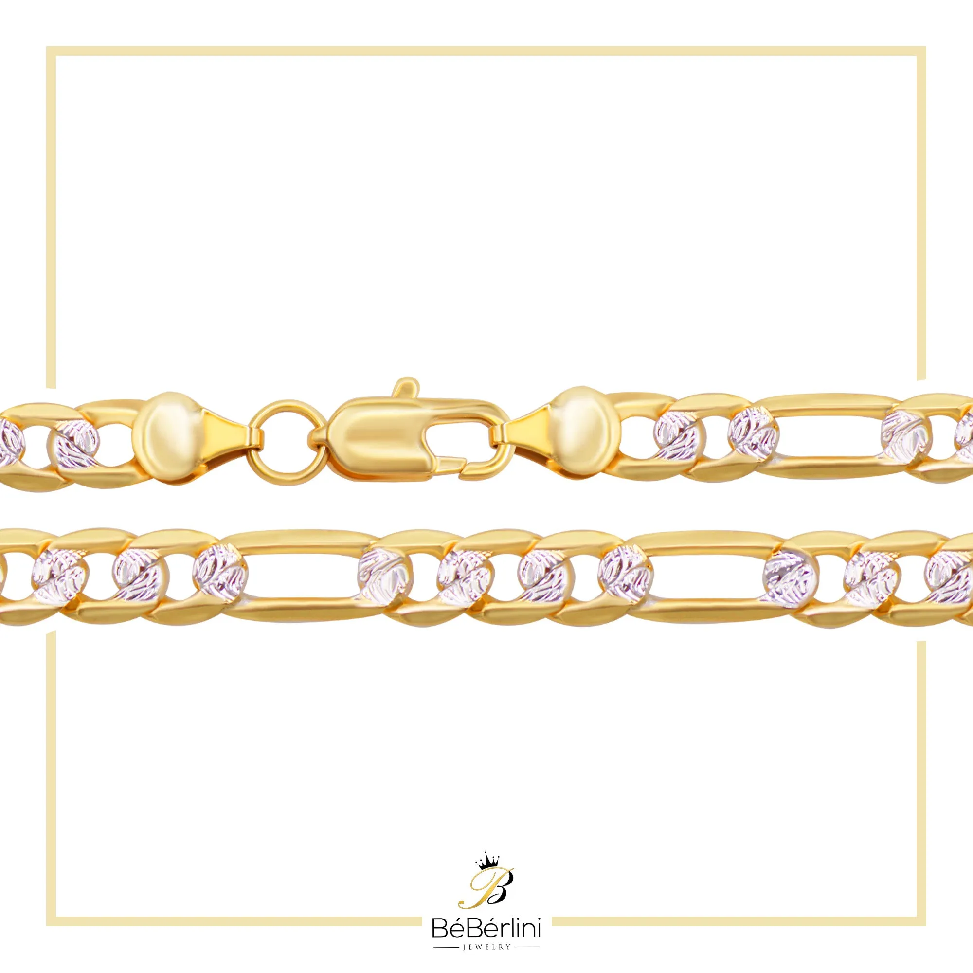 Diamond-Cut 14K Gold-Filled Figaro Chain Necklace 24" Bracelet 8.5" Set 6 mm