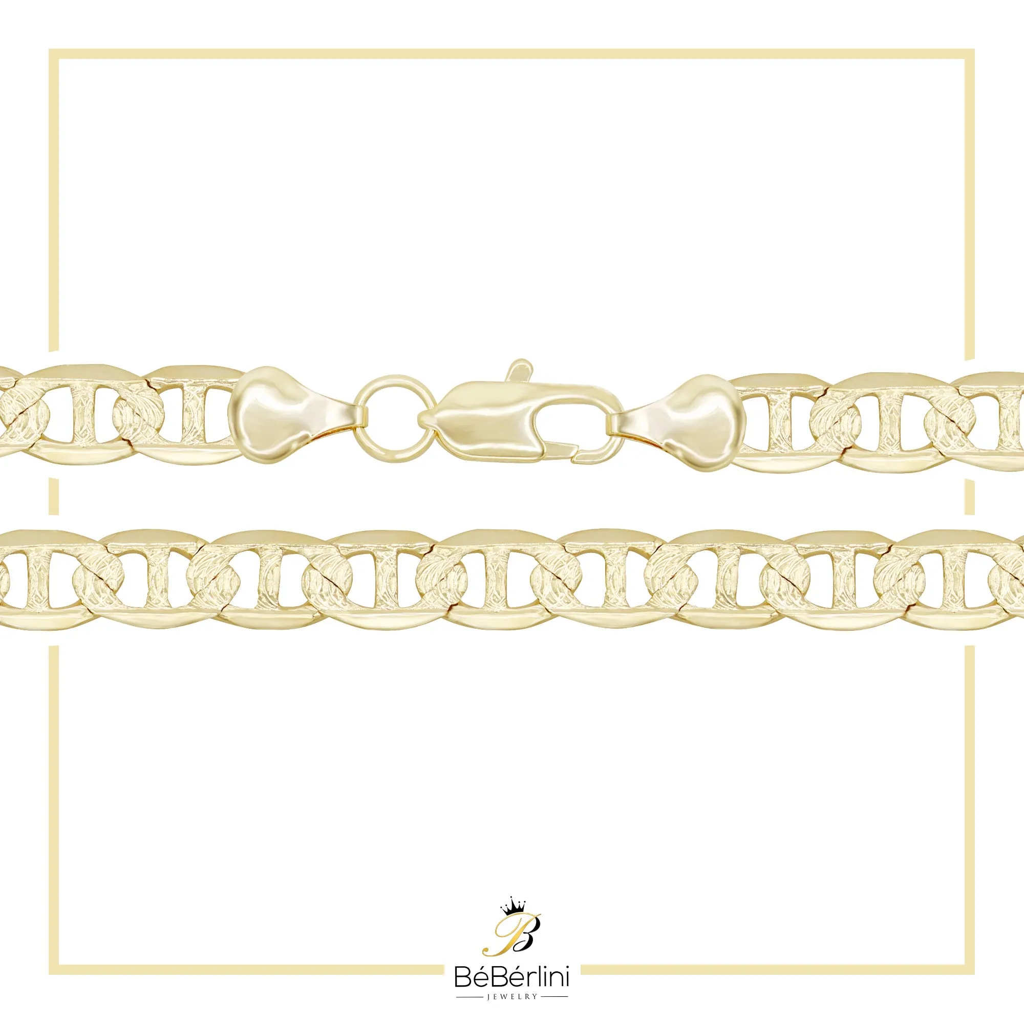 Diamond-Cut 14K Gold Filled Mariner Chain Necklace 24" Bracelet 8.5" Set 7 mm