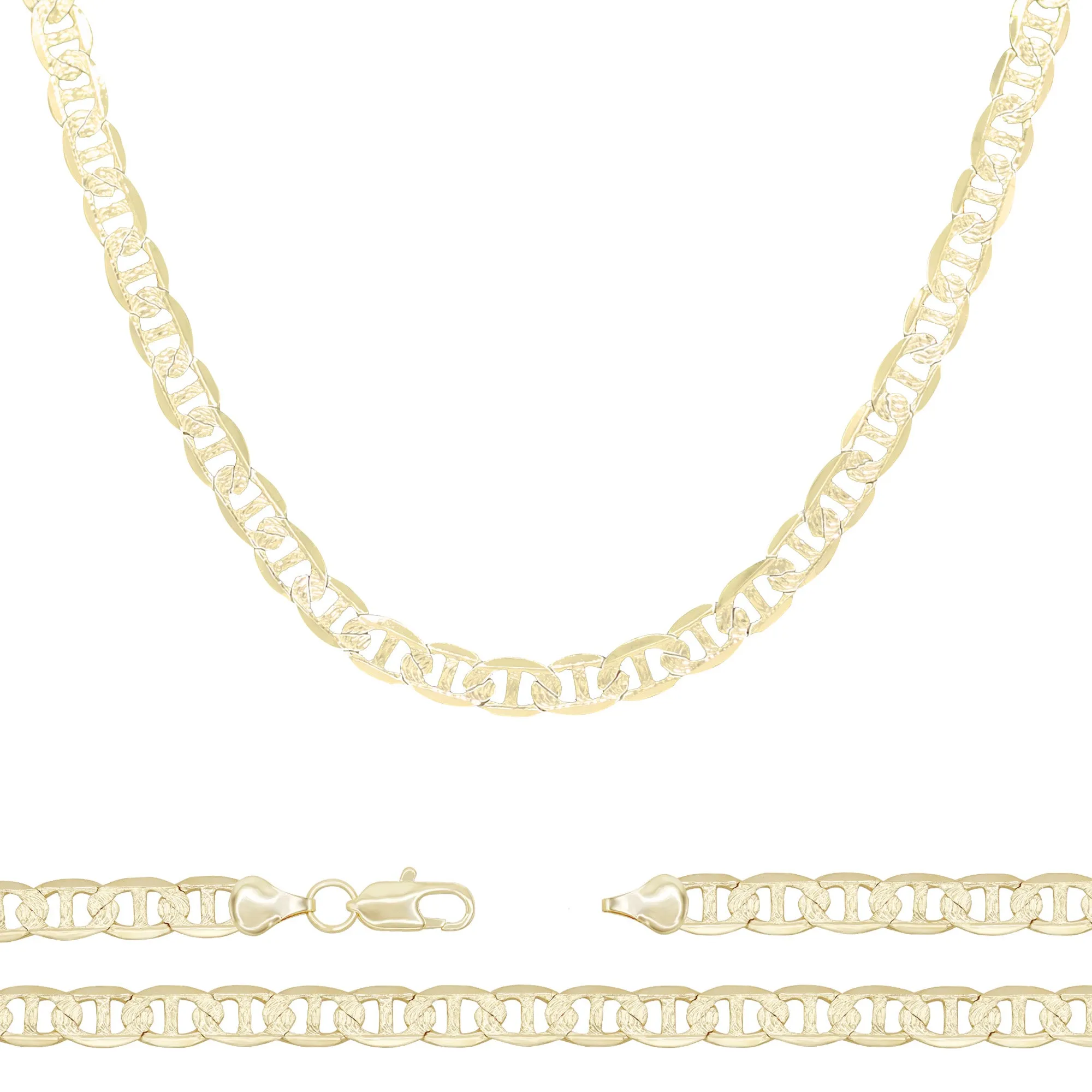 Diamond-Cut 14K Gold Filled Mariner Chain Necklace 24" Bracelet 8.5" Set 7 mm