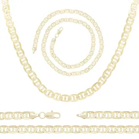 Diamond-Cut 14K Gold Filled Mariner Chain Necklace 24" Bracelet 8.5" Set 7 mm