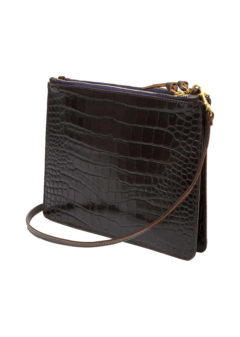 Double sac bretelle in kalamata croco