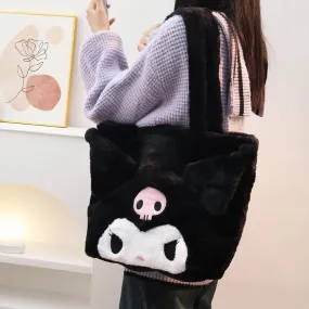Kuromi Face Large Capacity Plushie Tote