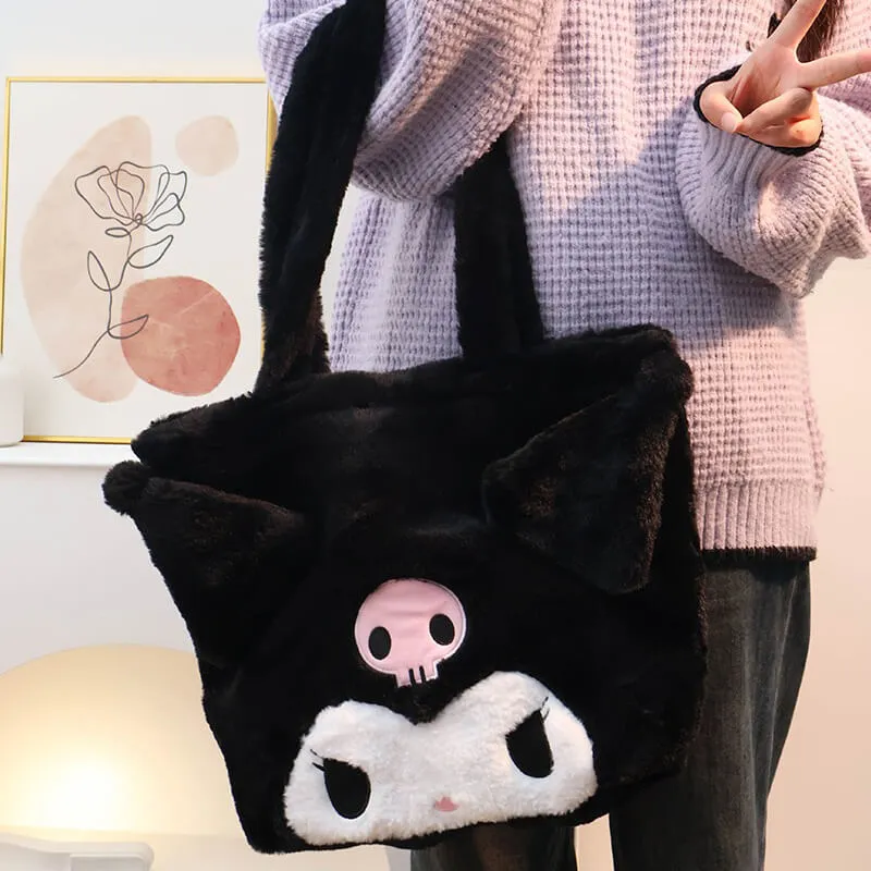 Kuromi Face Large Capacity Plushie Tote