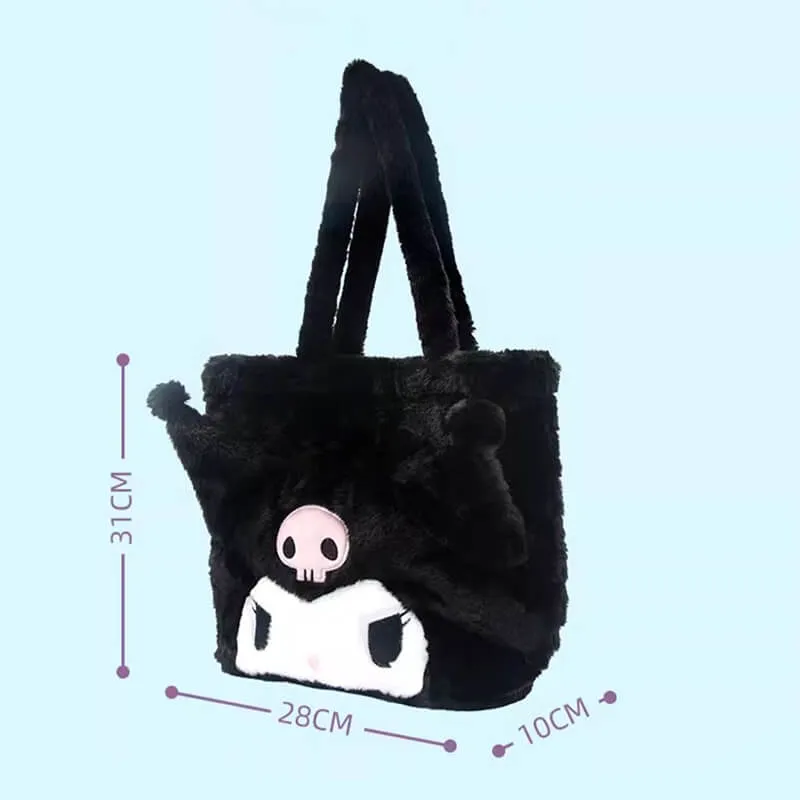 Kuromi Face Large Capacity Plushie Tote