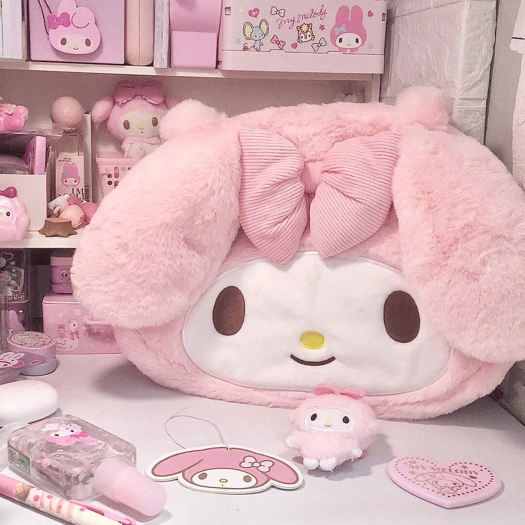 Kuromi/My Melody/Cinnamoroll Die-cut Face Fluffy Bag