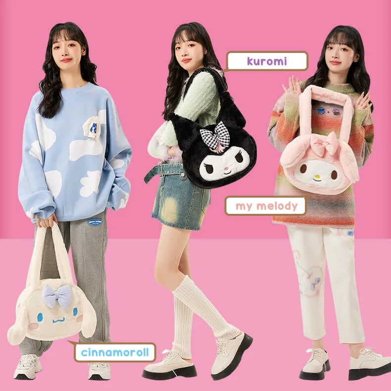 Kuromi/My Melody/Cinnamoroll Die-cut Face Fluffy Bag