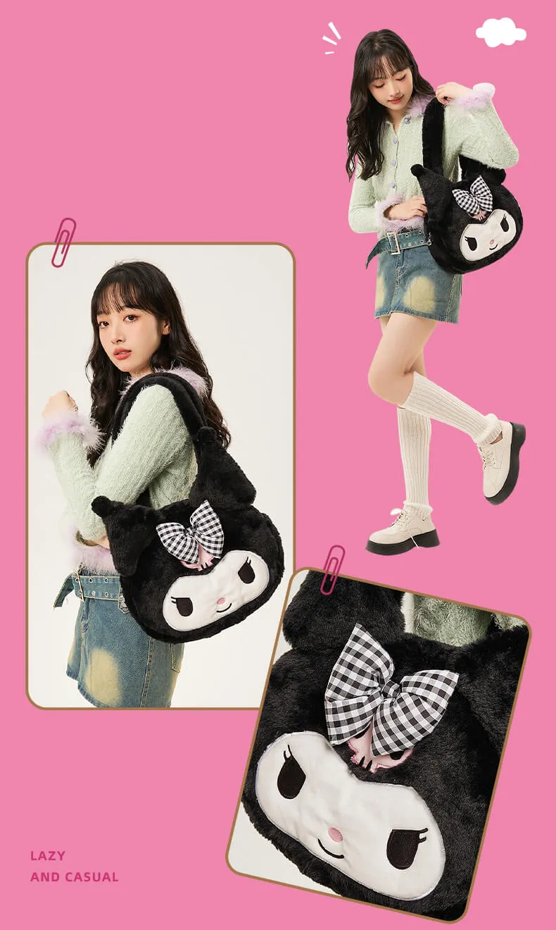 Kuromi/My Melody/Cinnamoroll Die-cut Face Fluffy Bag