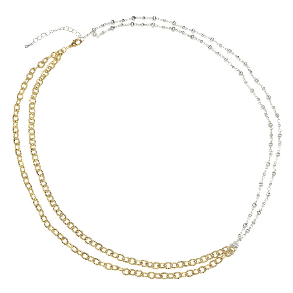 Mixed Metal Twisted Chain Necklace