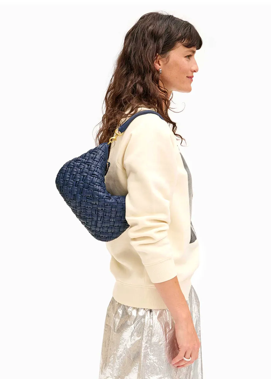 Petit moyen messenger in bright navy puffy woven