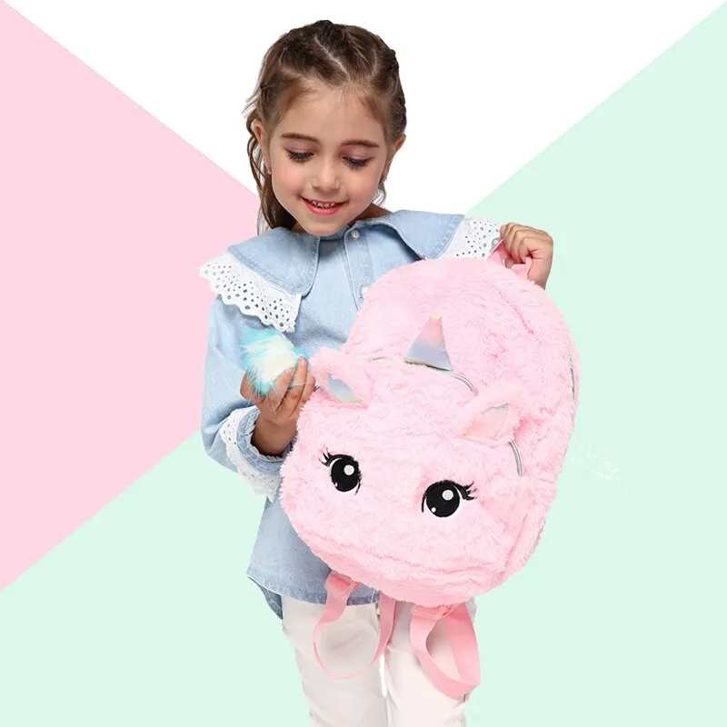 Pink Fluffy Unicorn Backpack