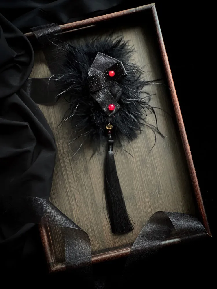 Red / Black / Purple Fluffy Claw Clip
