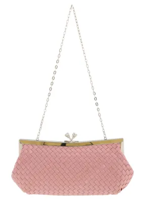 Scheilan  Rose Fabric Weave Knot Clutch/Shoulder Bag