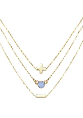 Serenity Blue Agate Delicate Chain Necklace Set