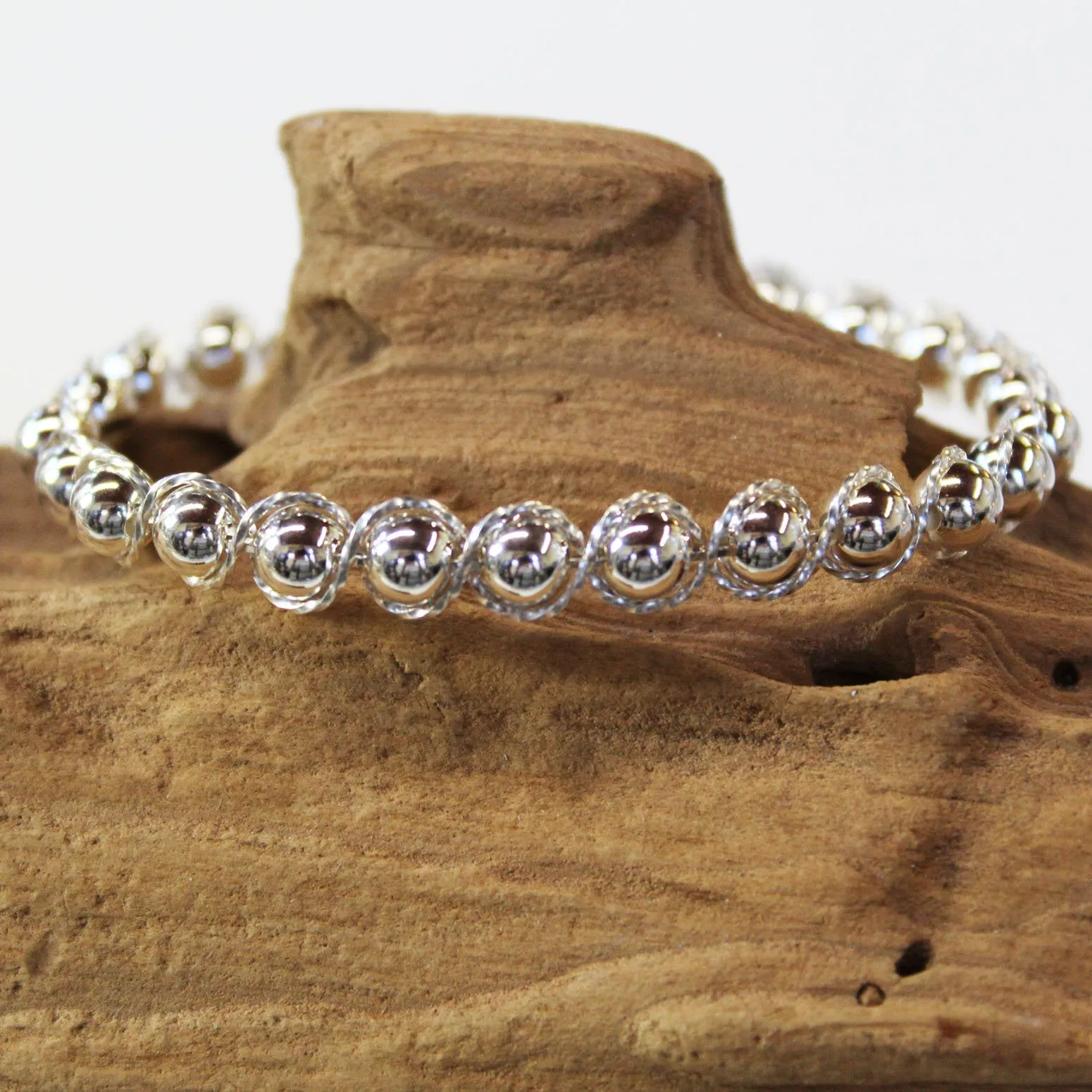 Sterling Silver Beads Sterling Silver Outline Twist Wire Bracelet