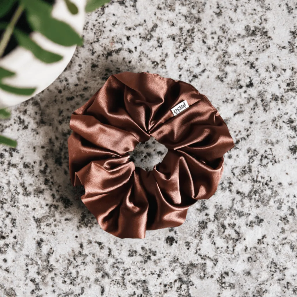 Super Fluff Silk Satin Scrunchie in Cocoa