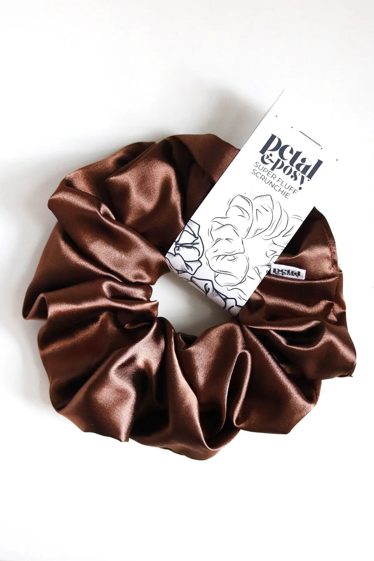 Super Fluff Silk Satin Scrunchie in Cocoa