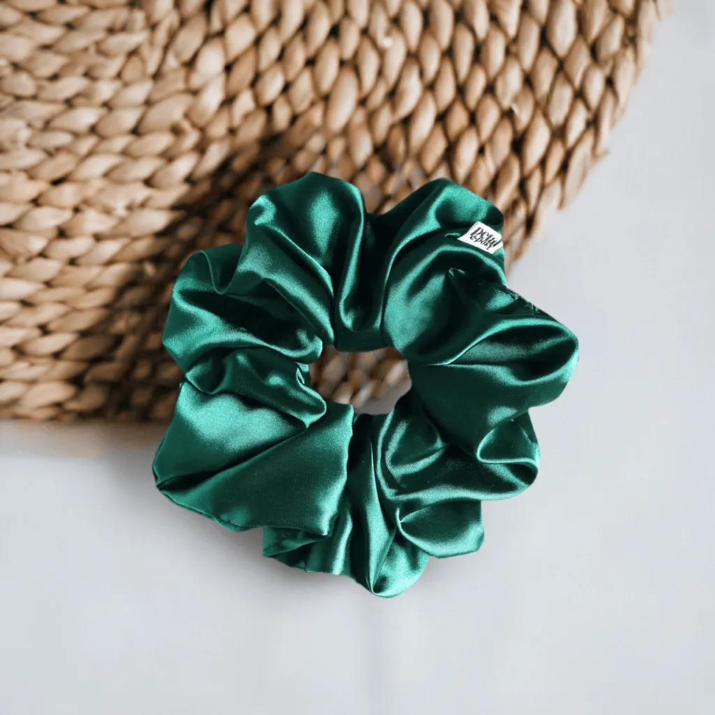 Super Fluff Silk Satin Scrunchie in Emerald