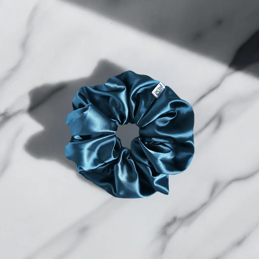 Super Fluff Silk Satin Scrunchie in Ocean