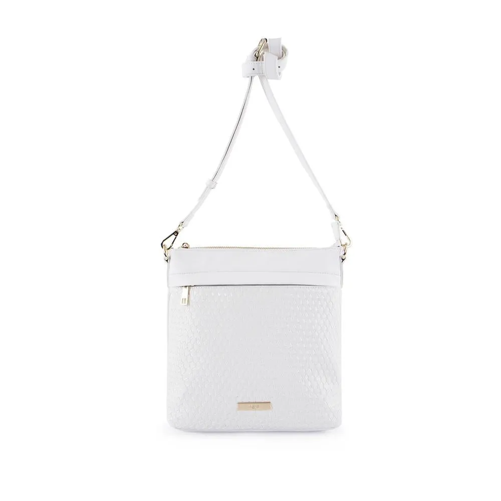 True Blue Woven Crossbody - White