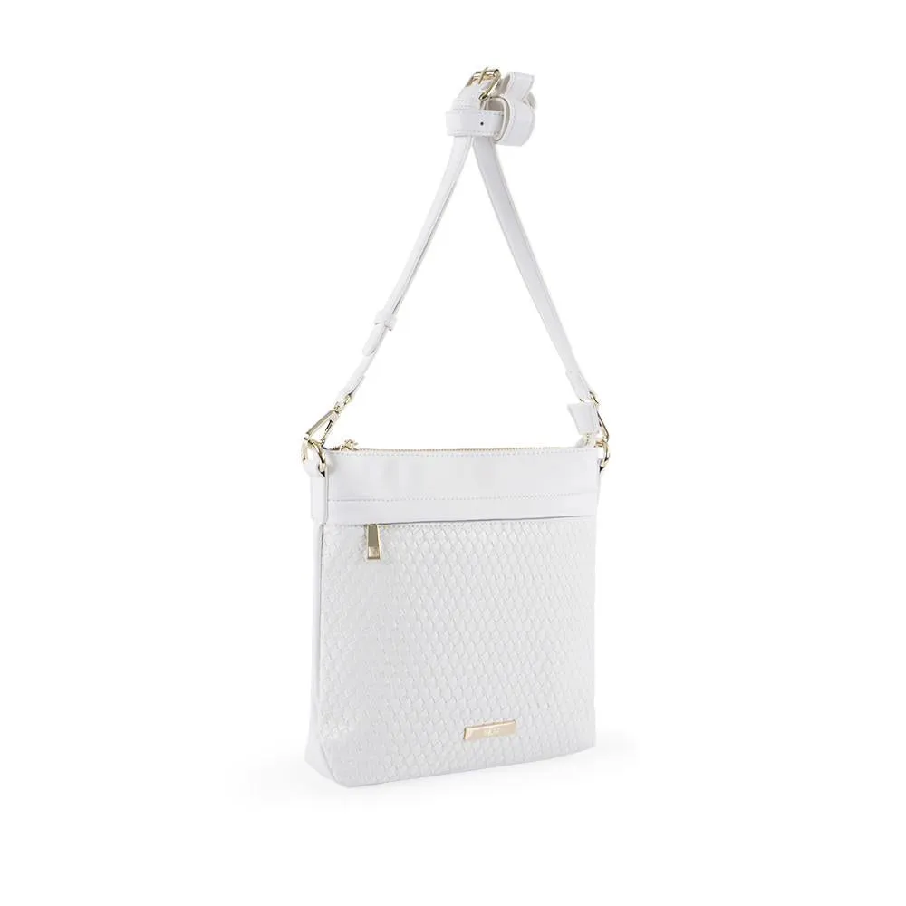 True Blue Woven Crossbody - White