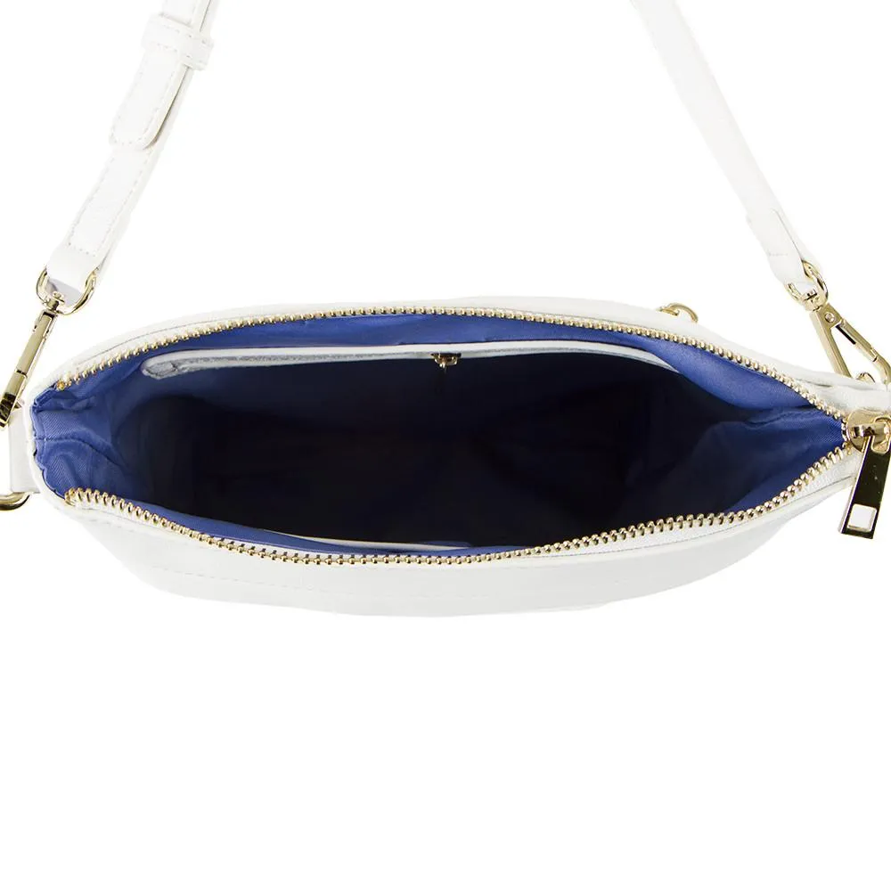 True Blue Woven Crossbody - White