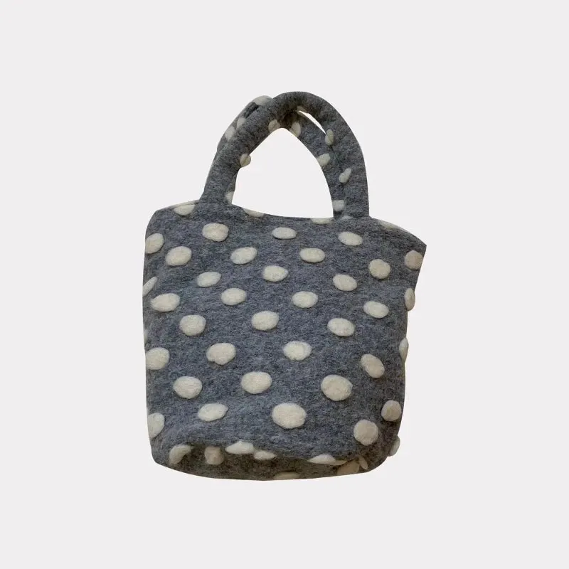 UAKISS  -  Japanese Korean Chic Dots Vintage Top-Handle Bags Streetwear Simple Kawaii Women Clutches Fashion Ins Casual Purses and Handbags